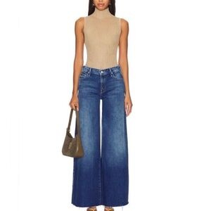 Mother Superior NEW The Swisher Sneak Fray Jeans Ultra Wide Leg Punch Buggy 26